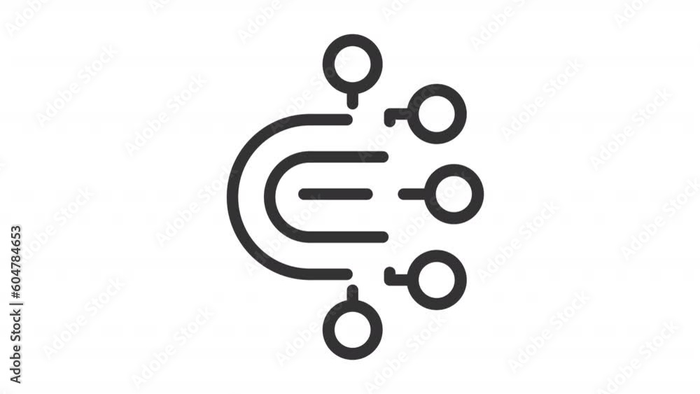 Poster digital data icon animation. animated line machine learning. computer science. artificial intelligen