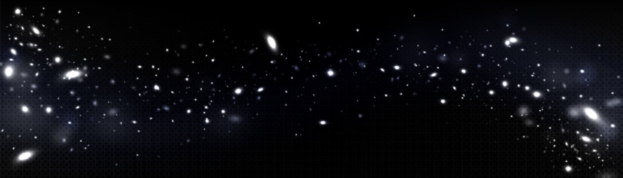 White firefly light glow flowing. Star particle spell overlay on transparent background dark space. Isolated fluorescent starlight bokeh vector effect illustration. Mysterious magic glitter sparkle.