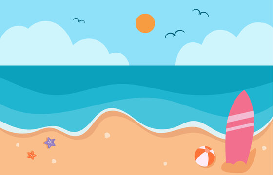 Summer beach background illustration design