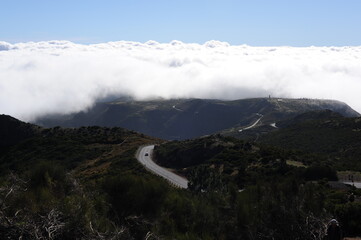 Clouds over mountains in Madeira island, Portugal