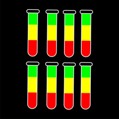 test tube illustration with colorful liquid isolated on black