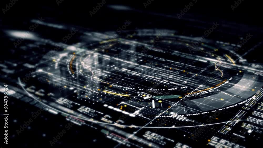 Aufkleber advanced motion graphic digital map data matrix cyber environment simulation big data analytic artif