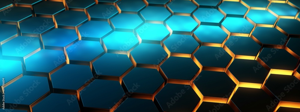 Aufkleber blue abstract futuristic digital geometric technology hexagon background banner illustration - golde