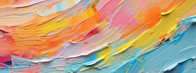 Foto op Canvas Closeup of abstract rough colorful multicolored art painting texture, with oil brushstroke, pallet knife paint on canvas (Generative Ai) © Corri Seizinger