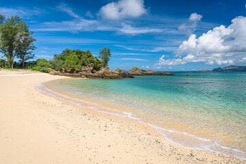 A small cozy Koki North Park beach on Okinawa island in Japan