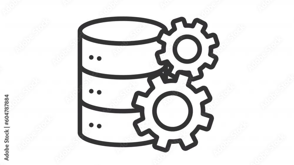 Poster animated configuration tool icons. software engineering line animation. setting cogwheel. it company