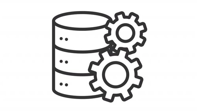 Animated configuration tool icons. Software engineering line animation. Setting cogwheel. IT company. System control. Loop HD video with alpha channel, transparent background. Outline motion graphic