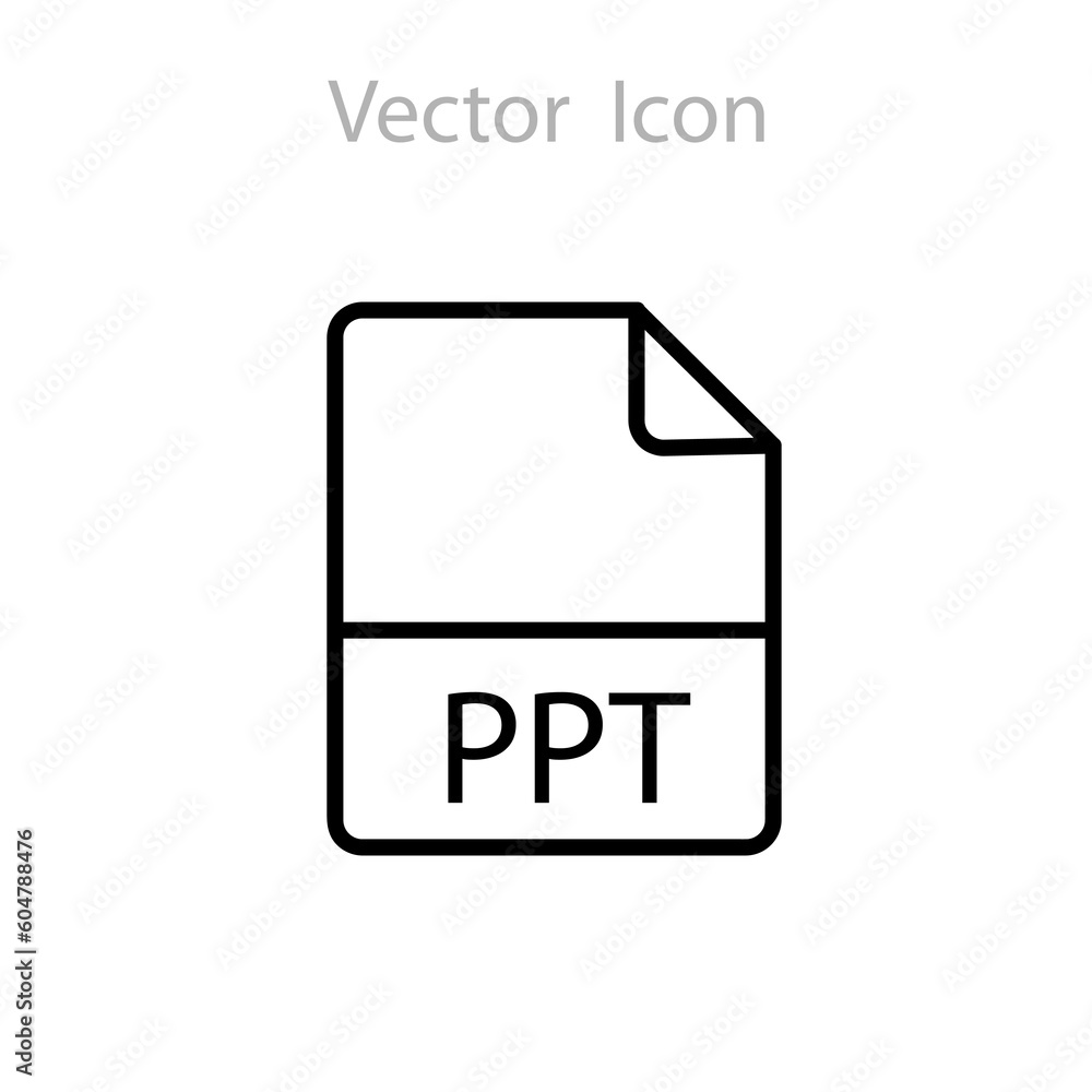 Poster ppt extension text file type icon illustration on white background..eps