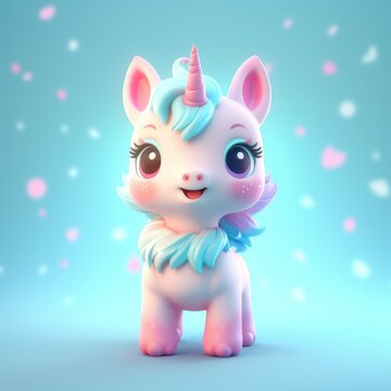 cute little friendly unicorn character, ai tools generated image