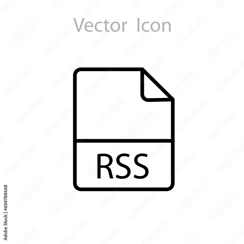 Poster rss extension text file type icon illustration on white background..eps