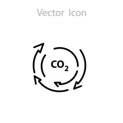  recycling co2 icon, editable stroke vector illustration.eps