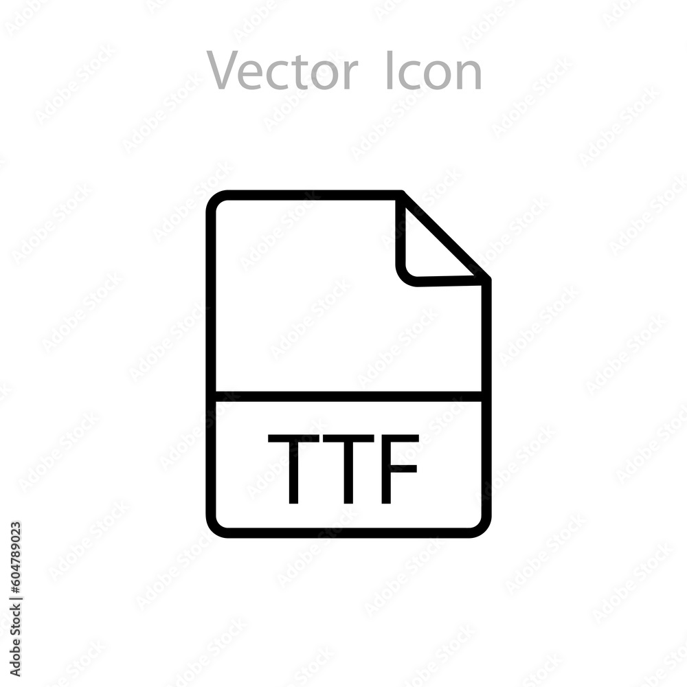 Poster ttf extension text file type icon illustration on white background..eps