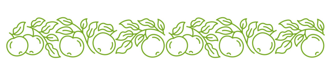Apple fruit line ornament. Editable outline stroke. Vector line.