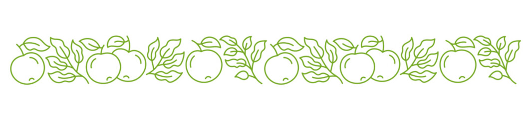Apple fruit line pattern. Editable outline stroke. Flourish background design element. Vector line.