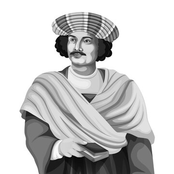 Portrait of Raja Ram Mohan Roy an Indian reformer, Jayanti celebration illustration EPS 10. Editable vector.