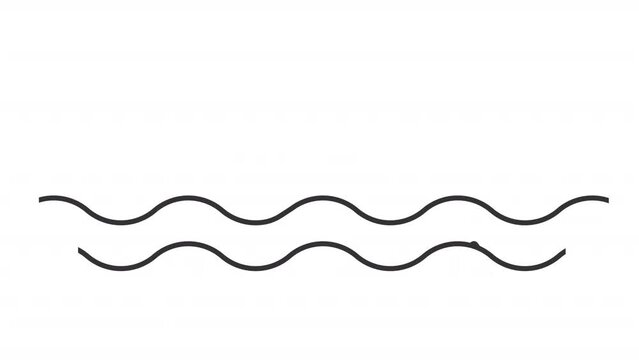 Spawning icon animation. Animated line fish jumping in water waves. Trout fishing. Aquatic animal. Wild life. Loop HD video with alpha channel, transparent background. Outline motion graphic