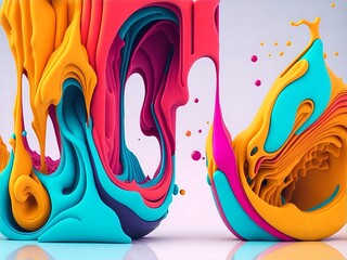 Obraz premium Colorful 3d liquid posters with abstract shapes splash