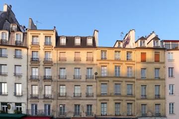 Old facades of  Saintt-Michel neighborhood in the 5th arrondissement of Paris
