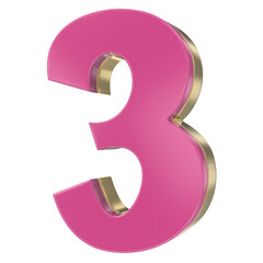 Pink With Gold Of Number 3D
