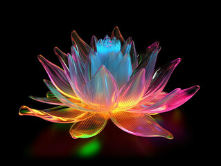 Beautiful spiritual 4d flowers with light in background,Generative AI