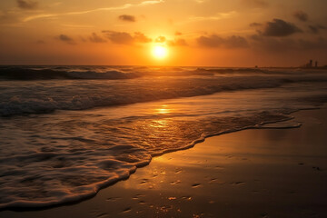 Obraz premium Beautiful sunset at the beach - ai.