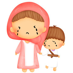 Abraham story in the Bible of christian clipart.watercolor design for teaching kids at church or bible class.