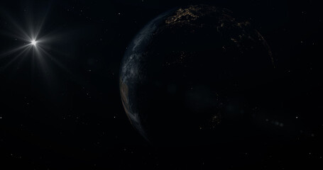 Obraz premium Planet Earth in outer space. Lights of cities on the planet.