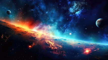 Obraz premium Planets, stars and galaxies in outer space showing the beauty of space exploration