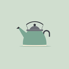 kettle minimalistic flat vector art symbol / logo, calm pastel colours
