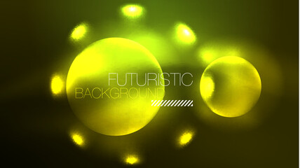 Neon glowing circles, magic energy space light concept, abstract background wallpaper design