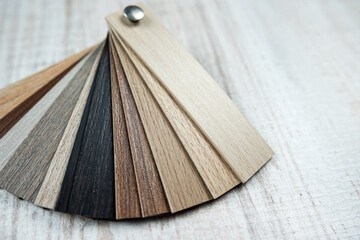 Fototapeta na wymiar different wooden premium sampler material construction planks for choosing