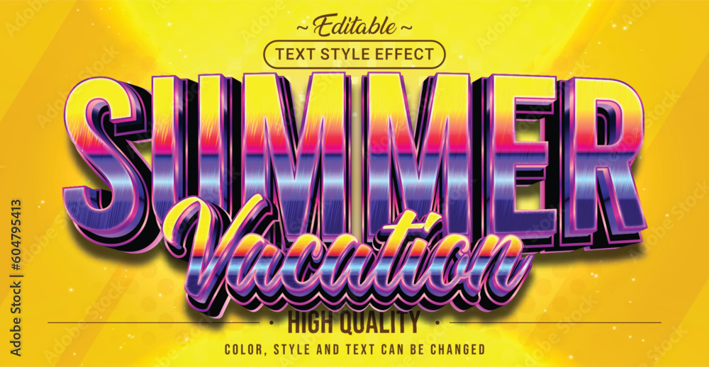 Poster Editable text style effect - Summer Vacation text style theme.
