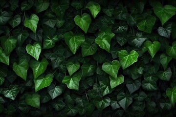 Abstract Ivy Branches Pattern on Green Textured Wall Background. - obrazy, fototapety, plakaty