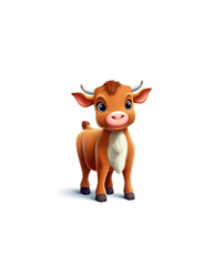 Cute cartoon cow isolated on a white background