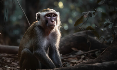 Obraz premium photo of macaque in its natural habitat. Generative AI