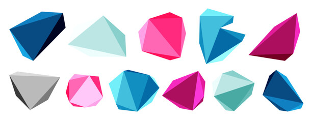 3d low poly triangle design elements