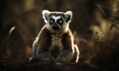 Fototapeta premium photo of lemur in its natural habitat. Generative AI