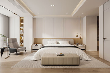 Fototapeta na wymiar 3d rendering modern bedroom interior design inspiration