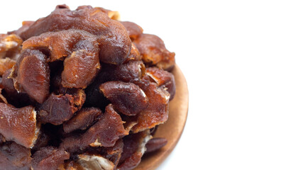 Sour tamarind on white background.