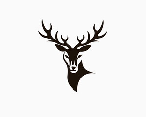 head art elk deer front view logo template illustration inspiration