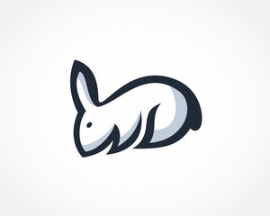 Fototapeta premium cartoon easter bunny drinking art rabbit logo design template illustration