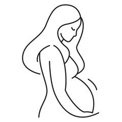 Pregnanat woman icon vector isolated. Line symbol of young woman expecting baby. Pregnancy and maternity concept.