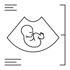 Fetus in ultrasound icon vector isolated. Concept of pregnancy and maternity. Medical procedure, embryo development.