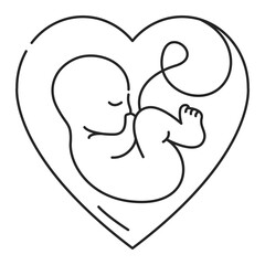Baby in the womb icon vector isolated. Concept of pregnanct and maternity. Fetus, embryo in a heart.