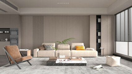 3d rendering modern living room apartment interior design