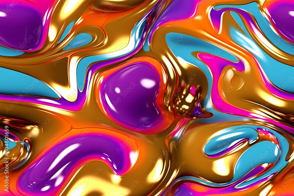 Poster trendy colorful liquid pattern. ai generative