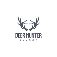 Deer Logo, Deer Hunter Vector, Forest Animal Design, Deer Antlers Retro Vintage Symbol Design Icon