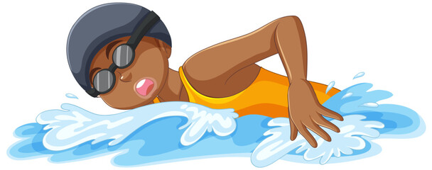 African American Teenage Girl Swimming