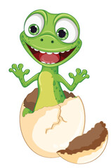 Funny Lizard Hatching From Egg