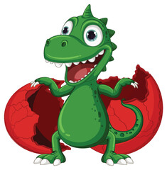 Little Dinosaur Monster Hatching from Egg